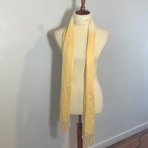 Pale white and yellow fringe scarf